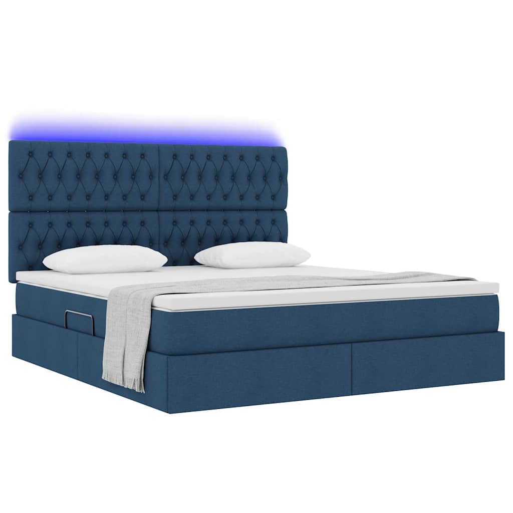 Krevet s prostorom za pohranu s LED-om Plava 160 x 200 cm