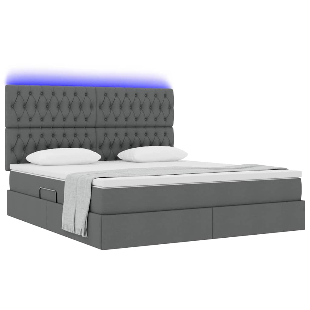 Krevet s prostorom za pohranu s LED-om Tamno siva 180 x 200 cm