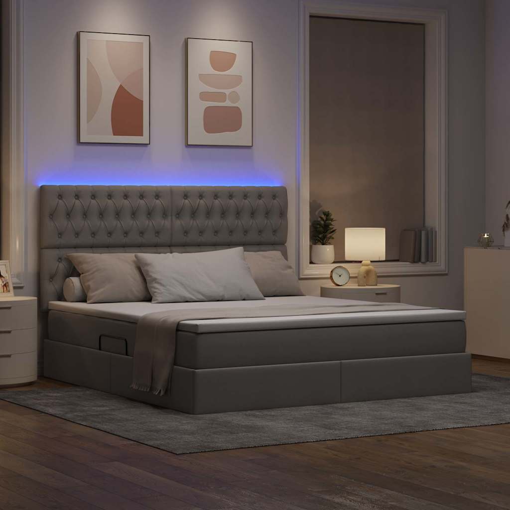 Krevet s prostorom za pohranu s LED-om Sivo-smeđa 180 x 200 cm