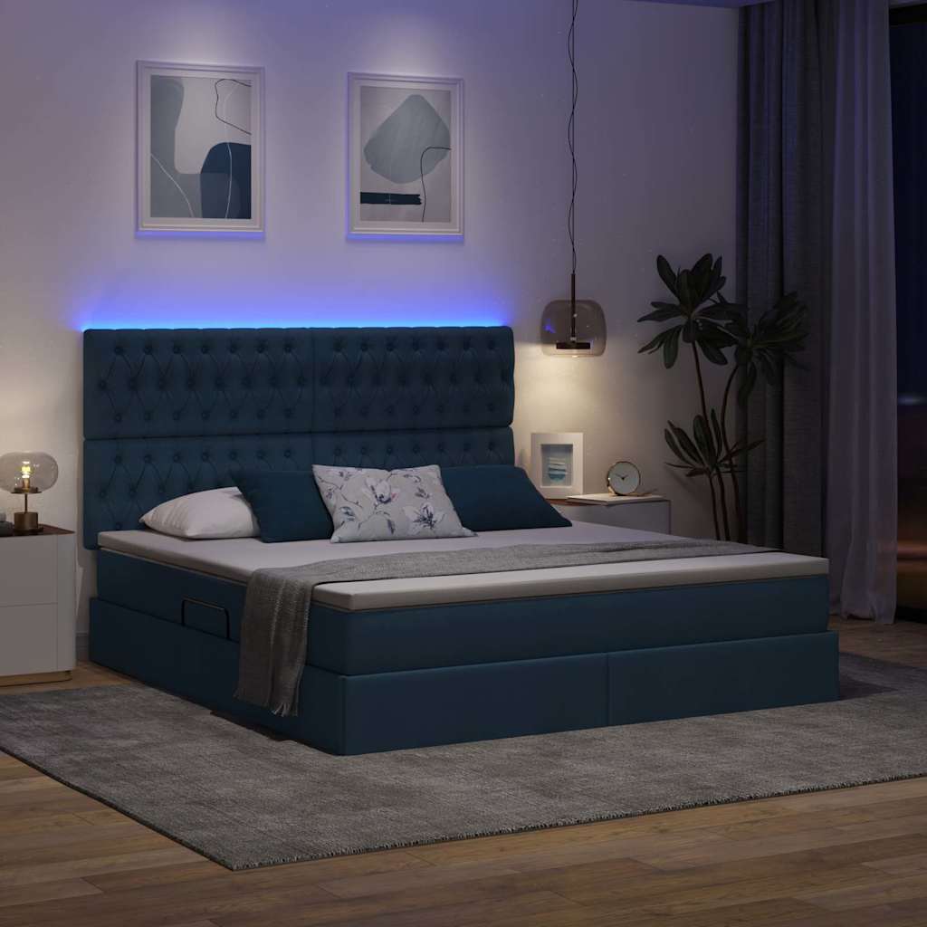 Krevet s prostorom za pohranu s LED-om Plava 180 x 200 cm