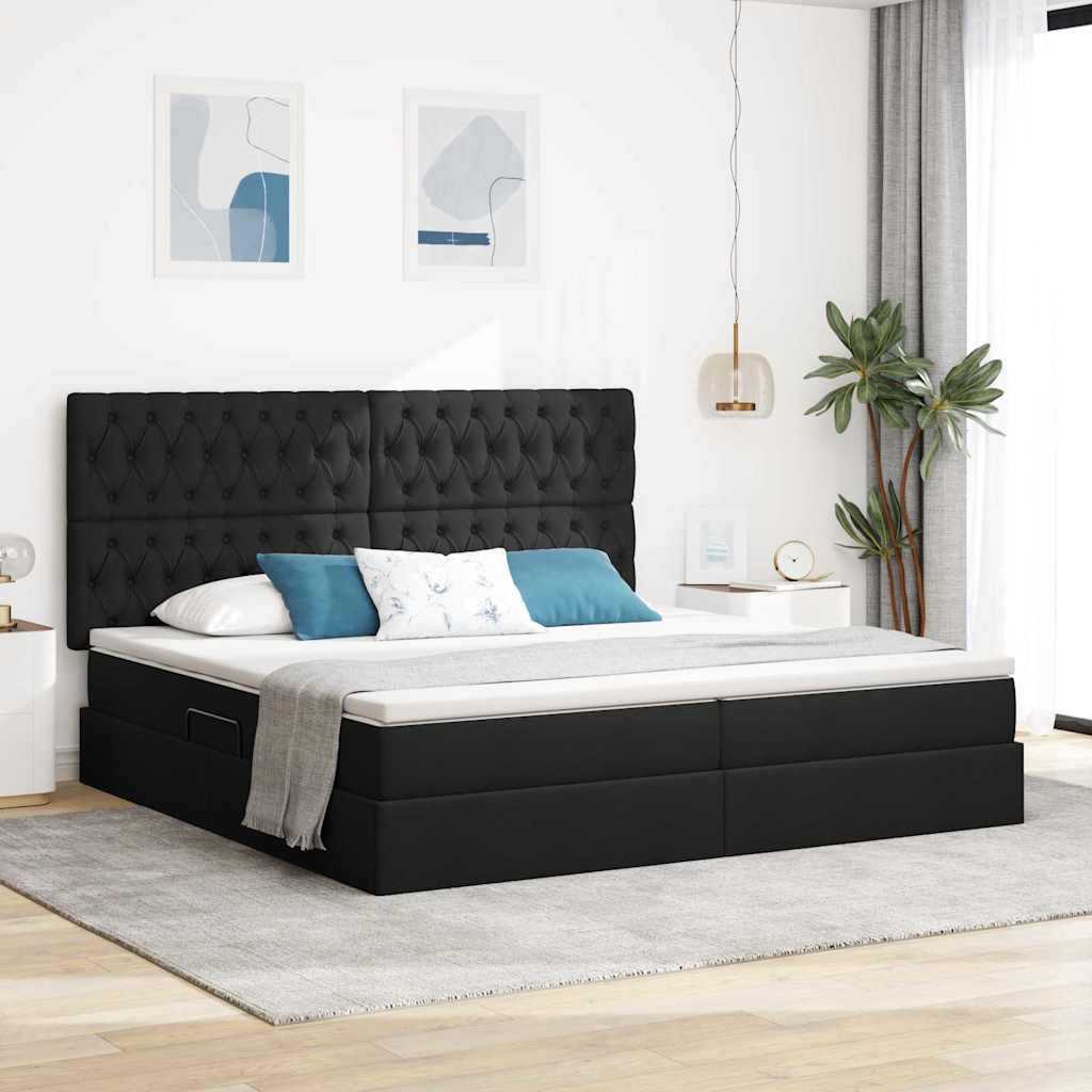 Krevet s prostorom za pohranu s LED-om Crna 200 x 200 cm