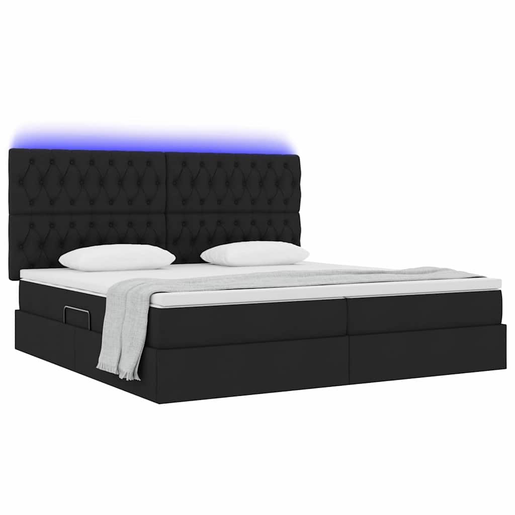 Krevet s prostorom za pohranu s LED-om Crna 200 x 200 cm