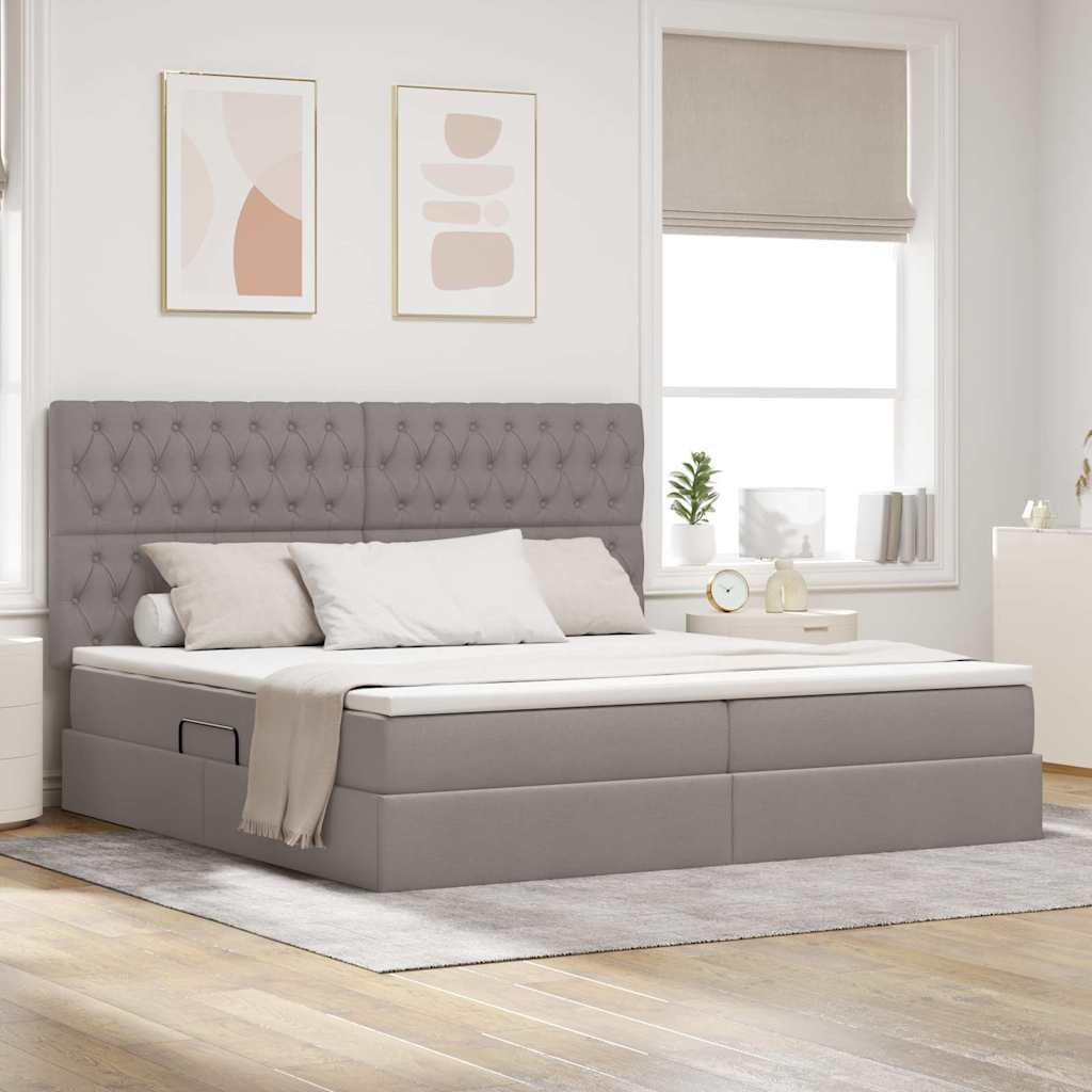 Krevet s prostorom za pohranu s LED-om Sivo-smeđa 200 x 200 cm