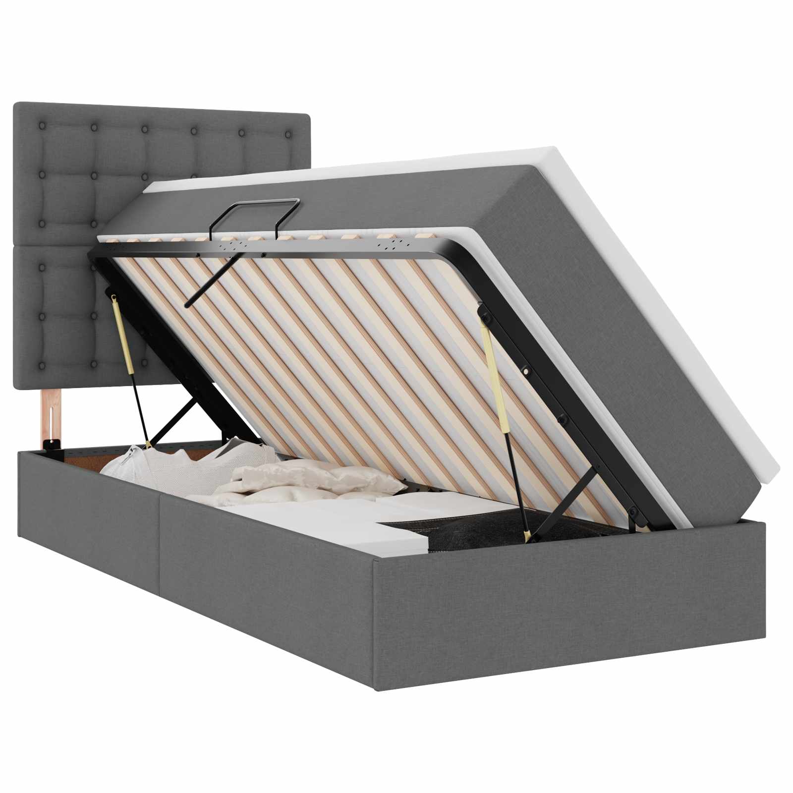 Krevet s prostorom za pohranu s LED-om Tamno siva 90 x 190 cm