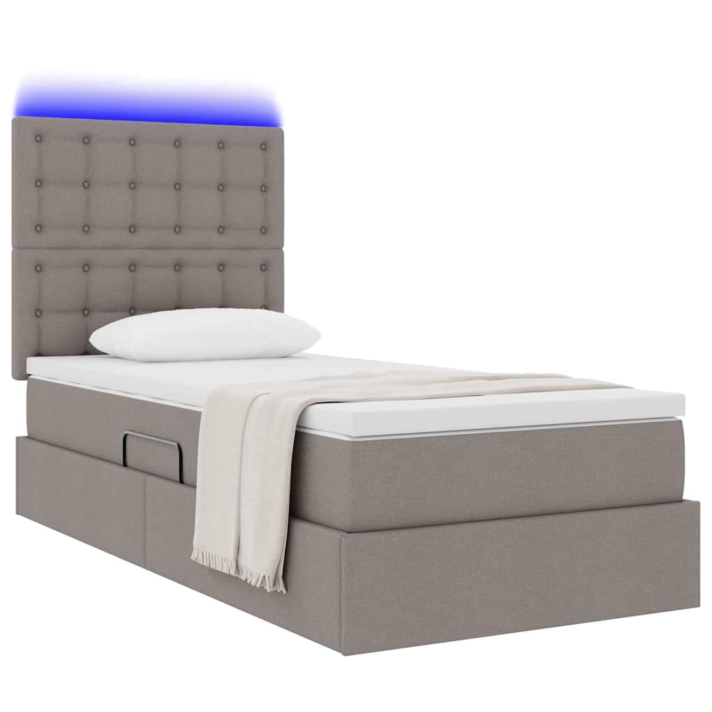 Krevet s prostorom za pohranu s LED-om Sivo-smeđa 90 x 190 cm