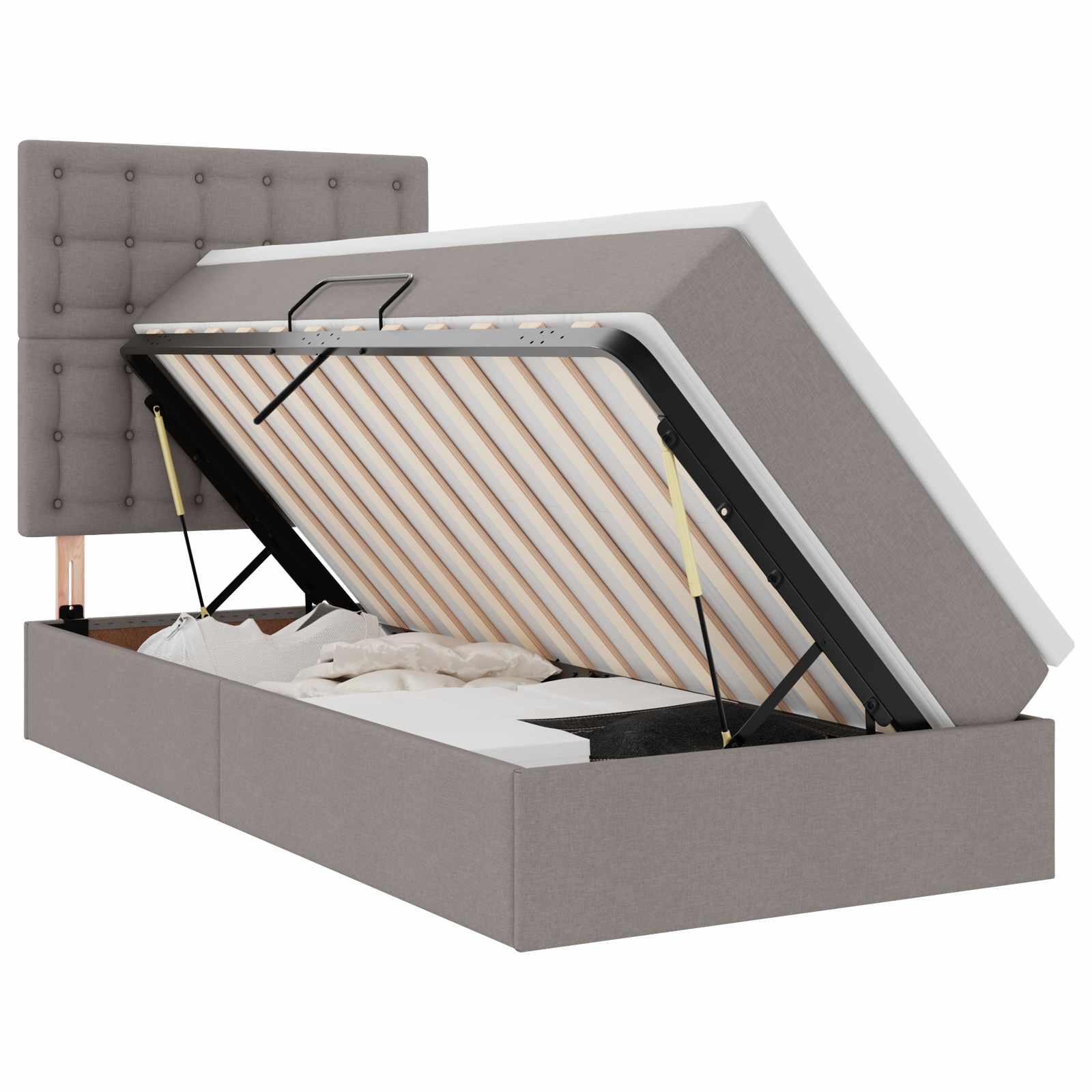 Krevet s prostorom za pohranu s LED-om Sivo-smeđa 90 x 200 cm