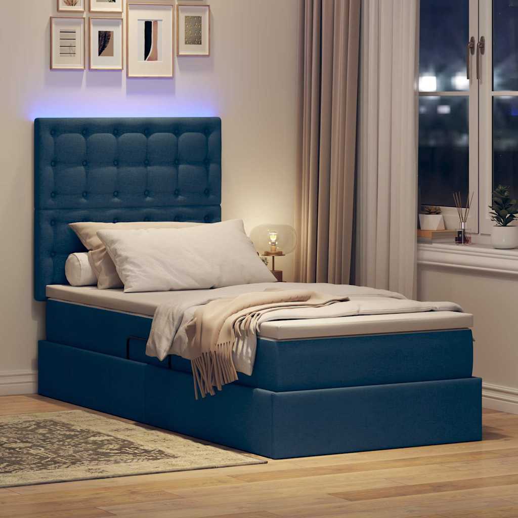 Krevet s prostorom za pohranu s LED-om Plava 90 x 200 cm