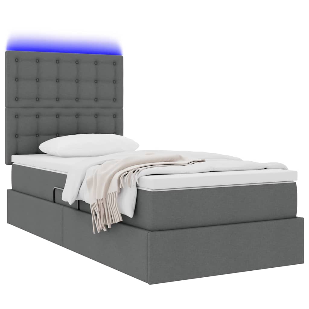 Krevet s prostorom za pohranu s LED-om Tamno siva 100 x 200 cm