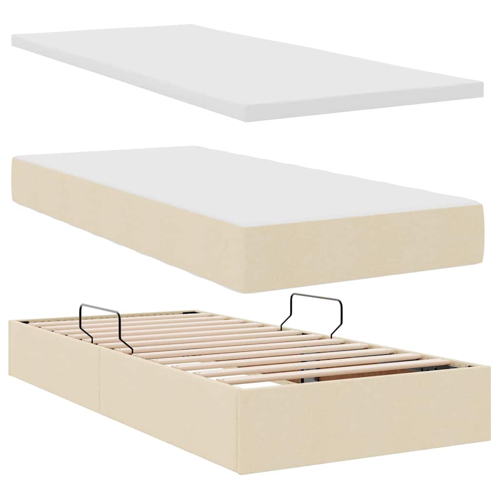 Krevet s prostorom za pohranu s LED-om Krema 100 x 200 cm