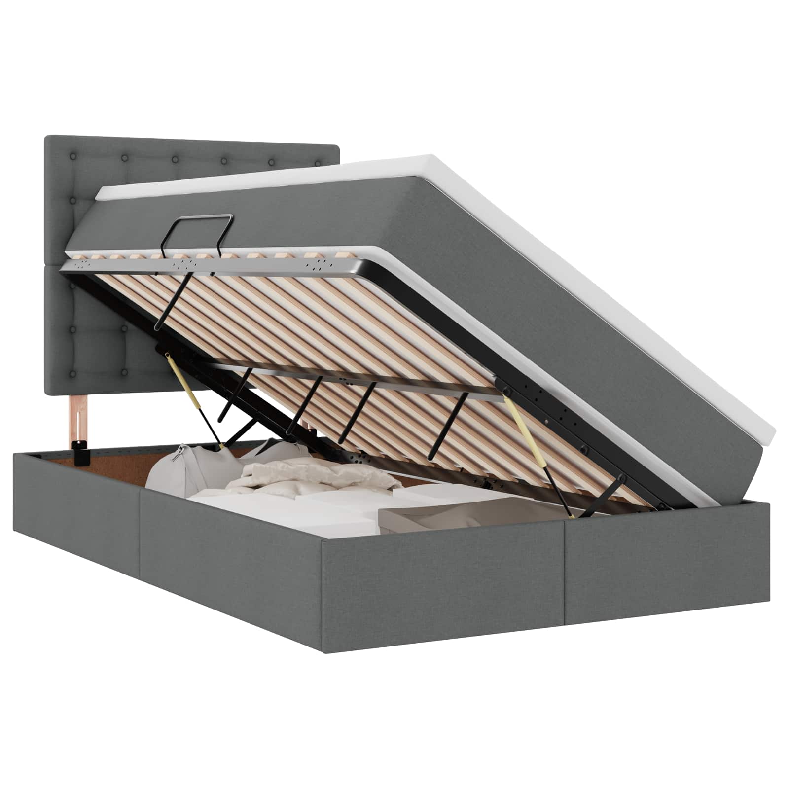 Krevet s prostorom za pohranu s LED-om Tamno siva 120 x 190 cm