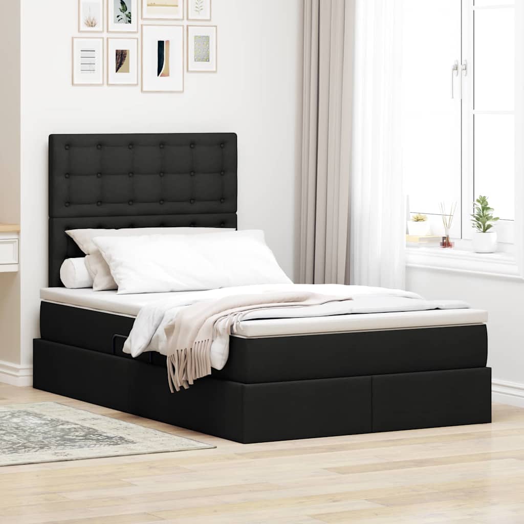 Krevet s prostorom za pohranu s LED-om Crna 120 x 190 cm