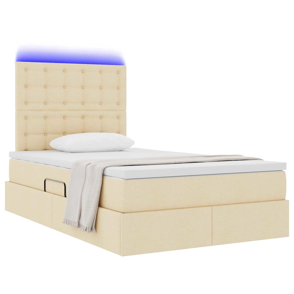 Krevet s prostorom za pohranu s LED-om Krema 120 x 190 cm