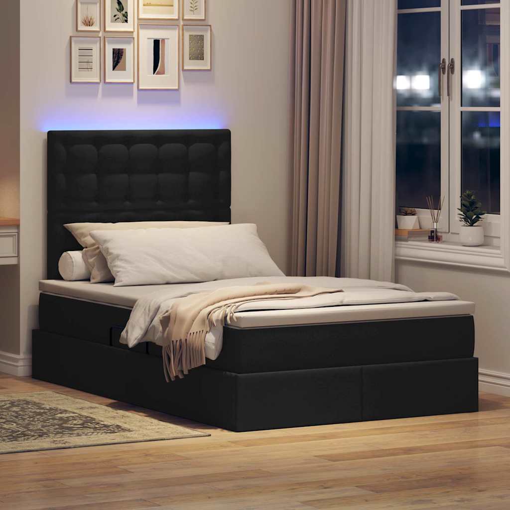 Krevet s prostorom za pohranu s LED-om Crna 120 x 200 cm