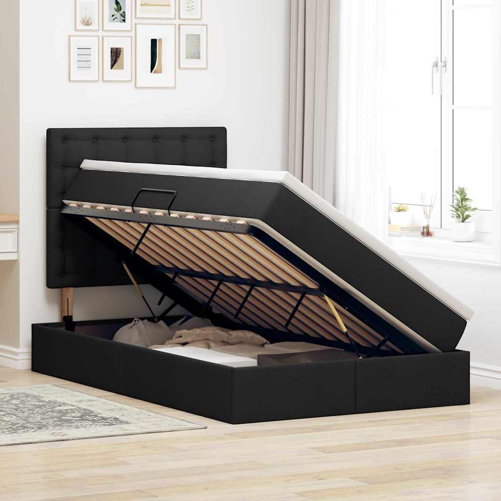 Krevet s prostorom za pohranu s LED-om Crna 120 x 200 cm