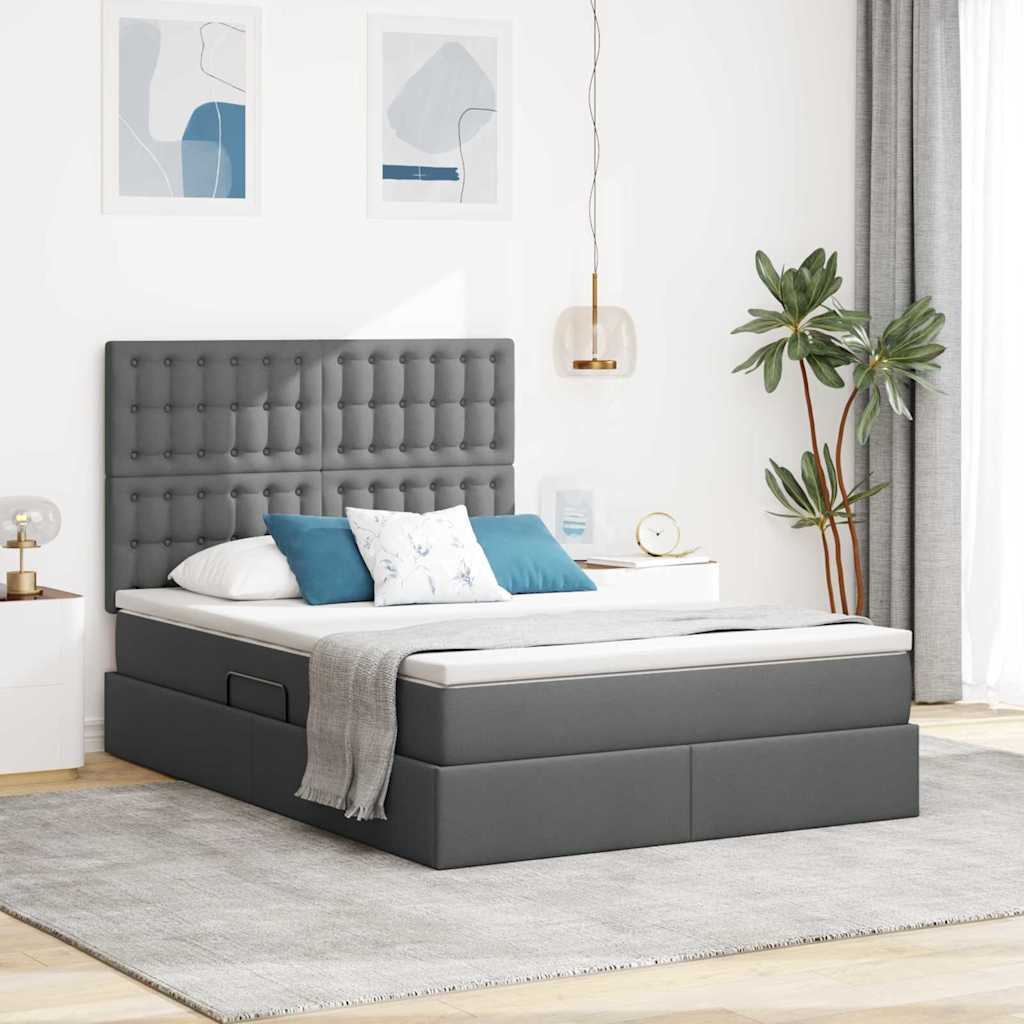 Krevet s prostorom za pohranu s LED-om Tamno siva 140 x 190 cm