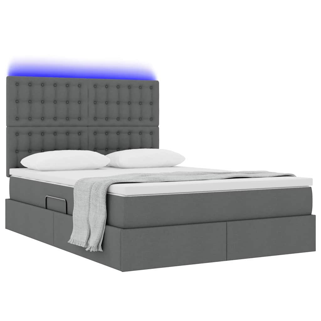 Krevet s prostorom za pohranu s LED-om Tamno siva 140 x 190 cm
