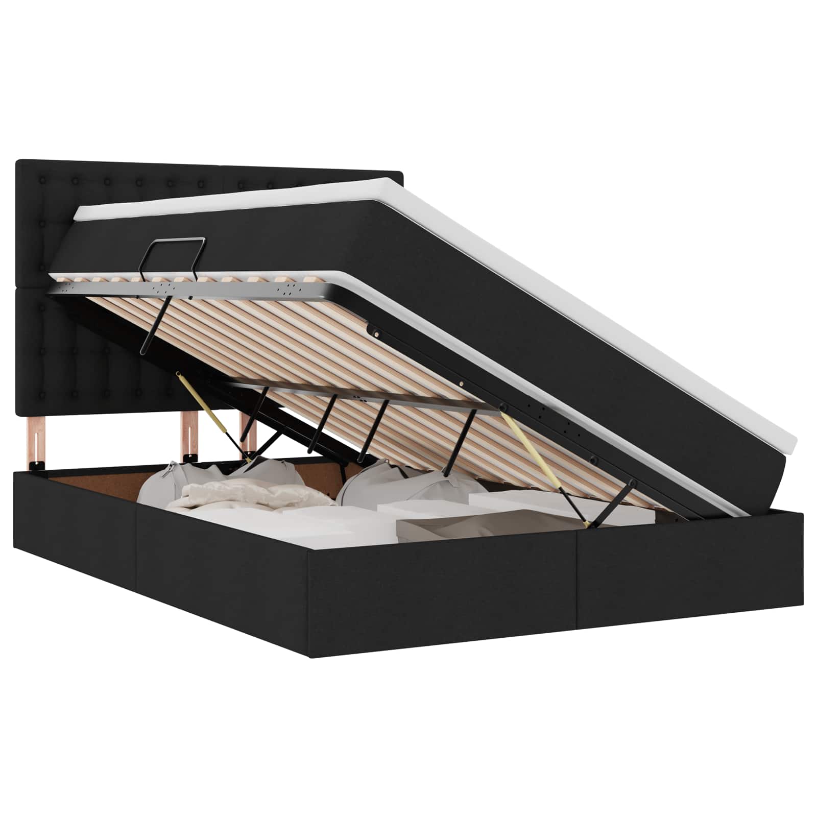 Krevet s prostorom za pohranu s LED-om Crna 140 x 190 cm