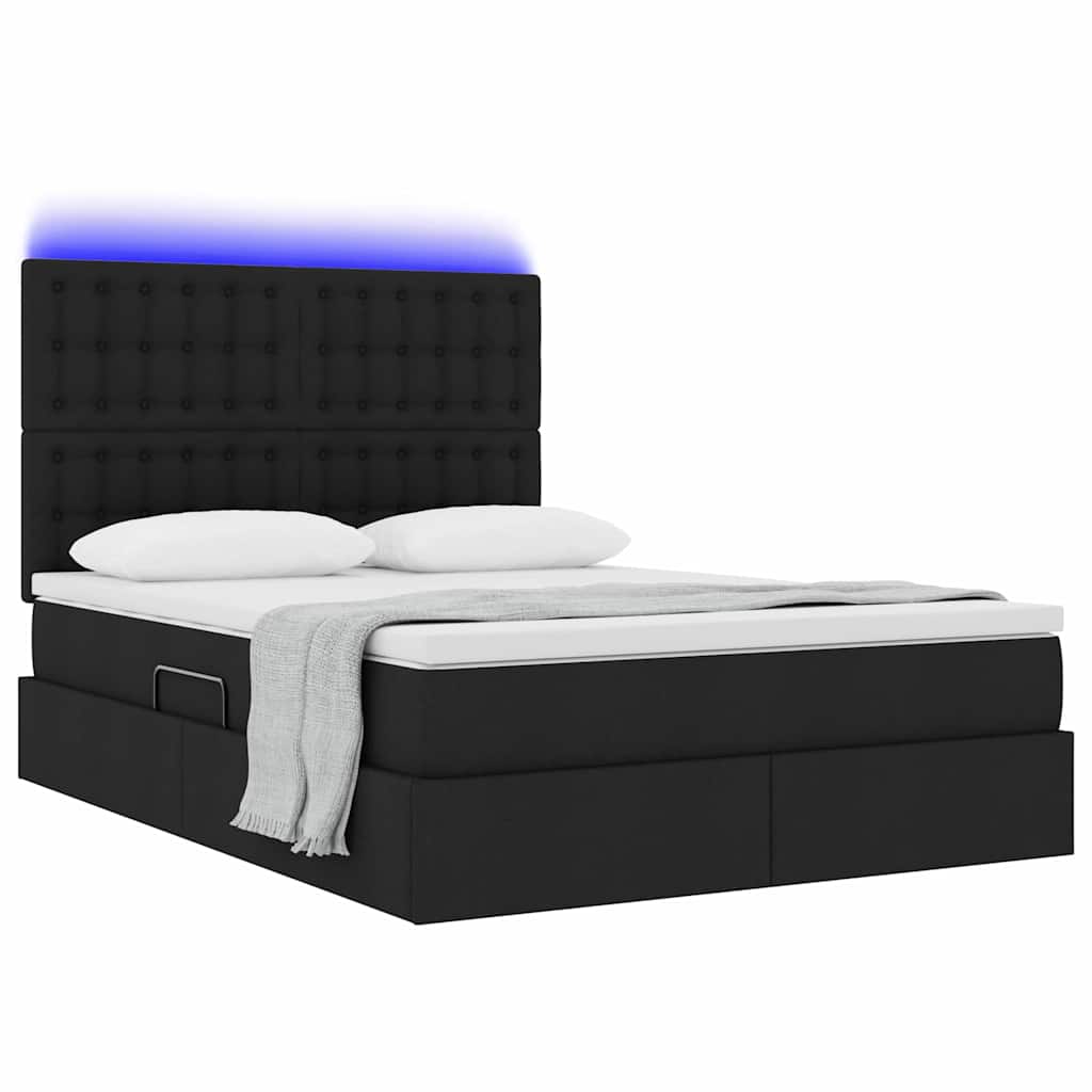 Krevet s prostorom za pohranu s LED-om Crna 140 x 190 cm