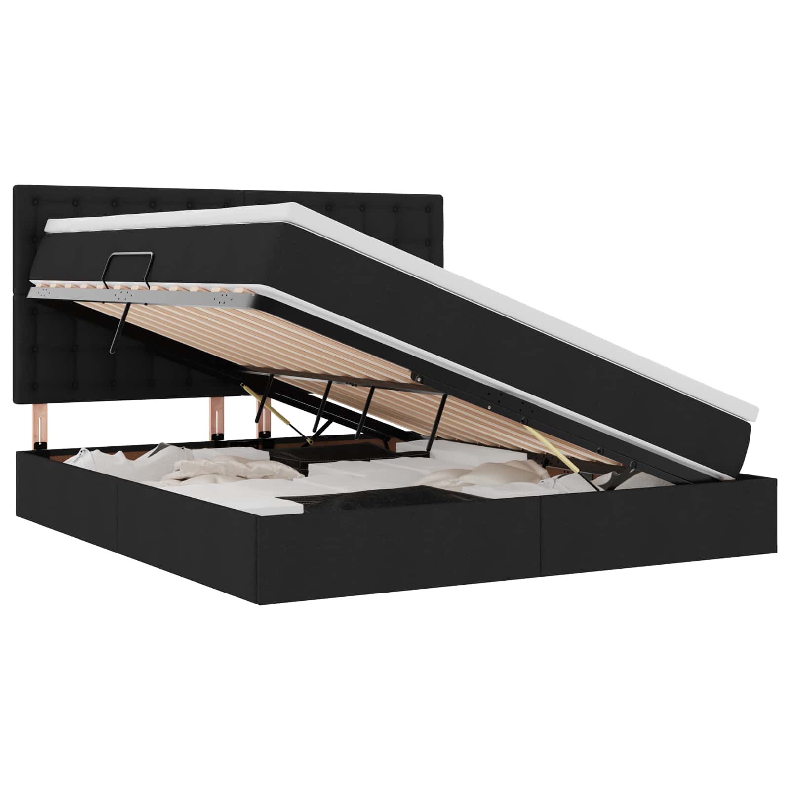 Krevet s prostorom za pohranu s LED-om Crna 160 x 200 cm
