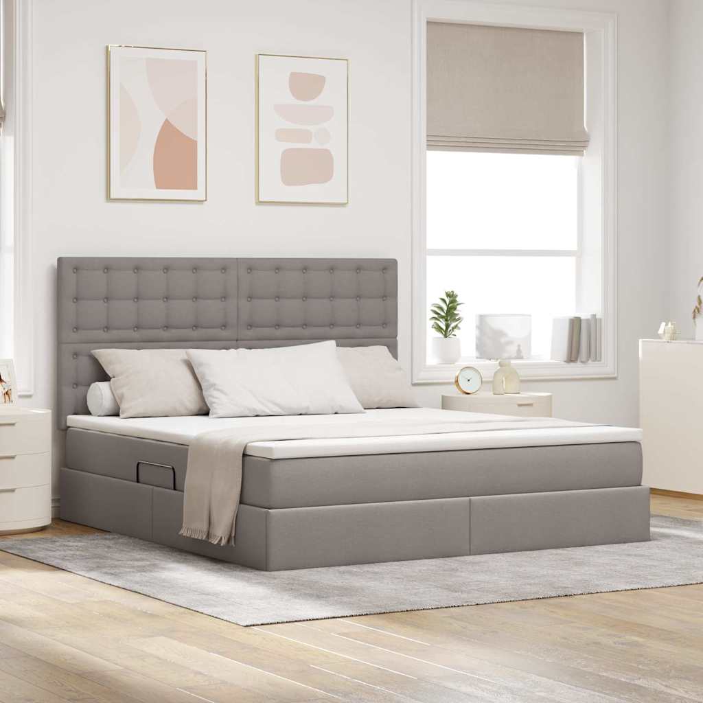 Krevet s prostorom za pohranu s LED-om Sivo-smeđa 160 x 200 cm