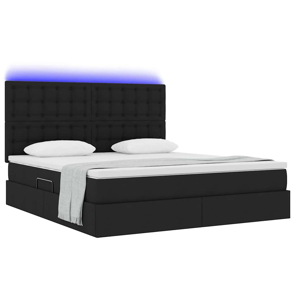 Krevet s prostorom za pohranu s LED-om Crna 180 x 200 cm