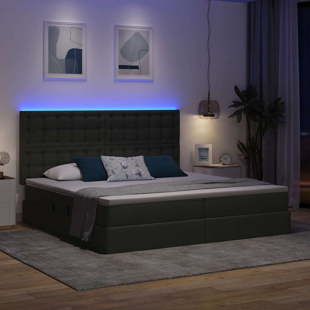 Krevet s prostorom za pohranu s LED-om Tamno siva 200 x 200 cm