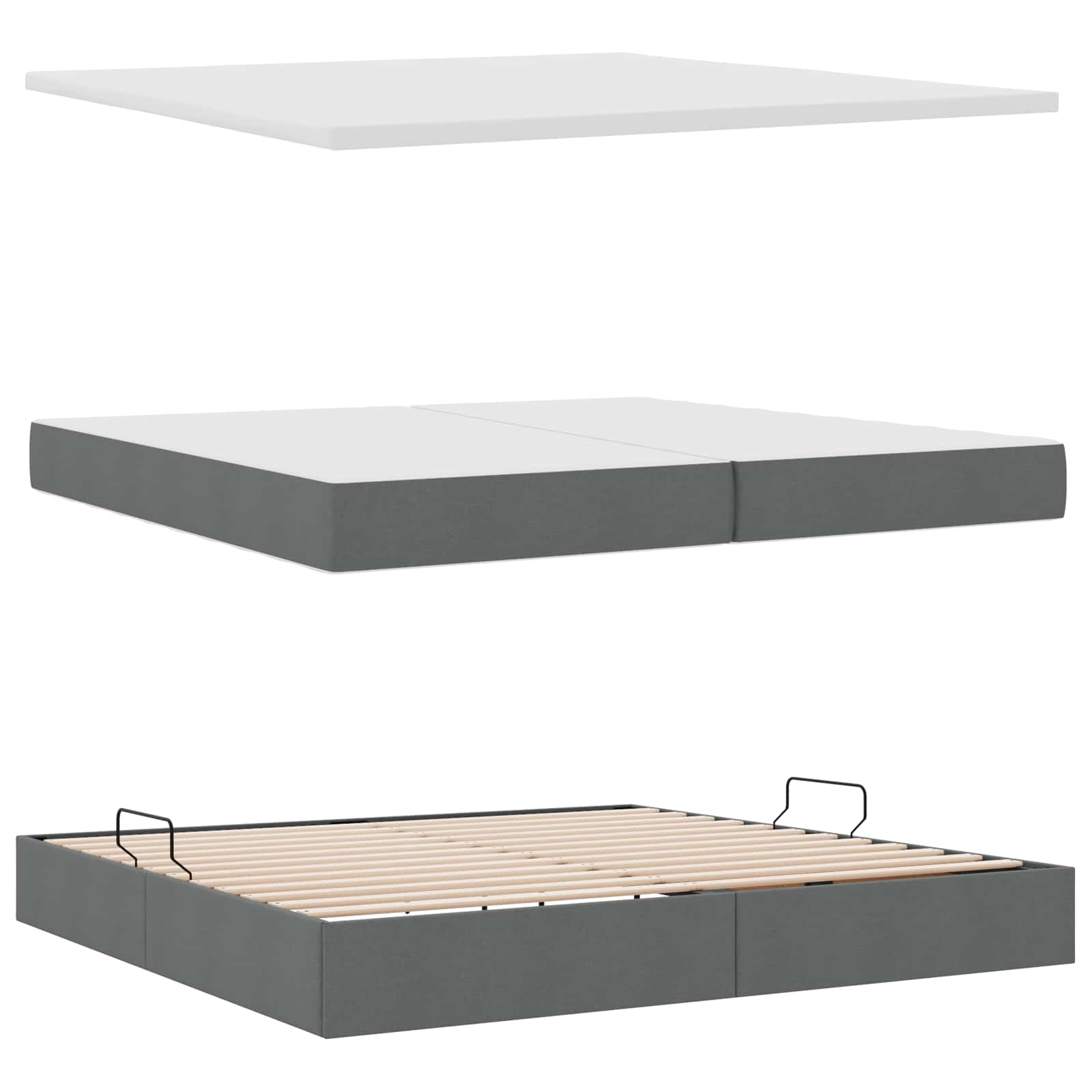 Krevet s prostorom za pohranu s LED-om Tamno siva 200 x 200 cm