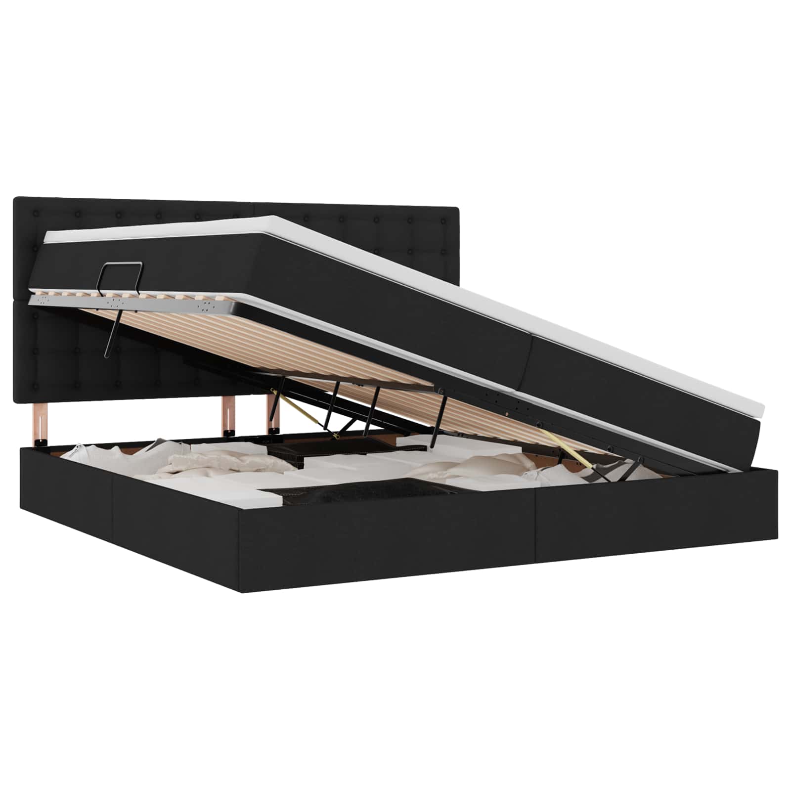 Krevet s prostorom za pohranu s LED-om Crna 200 x 200 cm