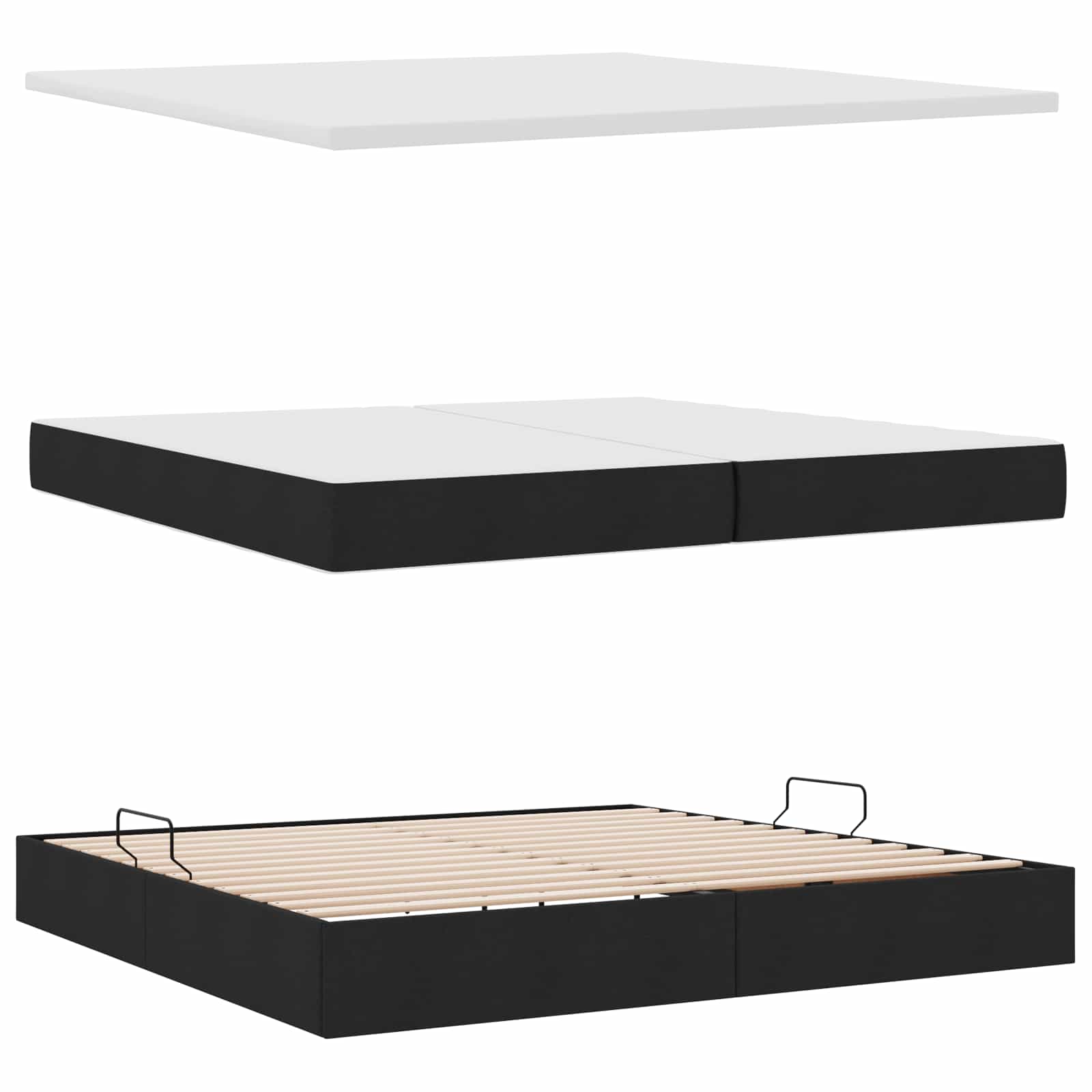 Krevet s prostorom za pohranu s LED-om Crna 200 x 200 cm