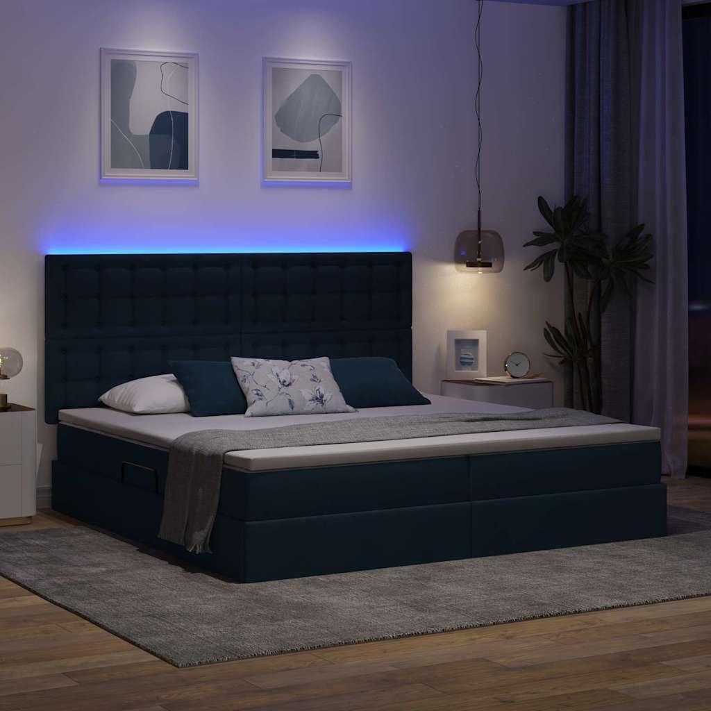 Krevet s prostorom za pohranu s LED-om Plava 200 x 200 cm