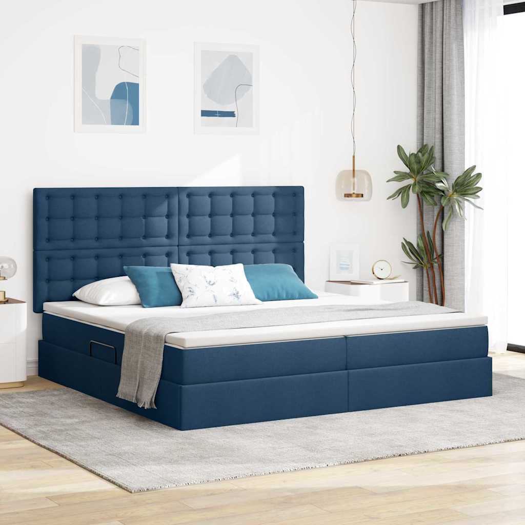 Krevet s prostorom za pohranu s LED-om Plava 200 x 200 cm