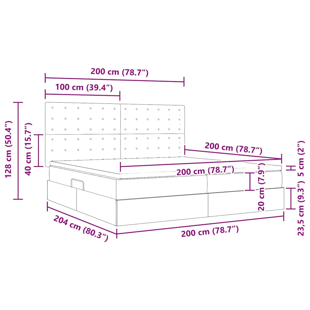 Krevet s prostorom za pohranu s LED-om Plava 200 x 200 cm