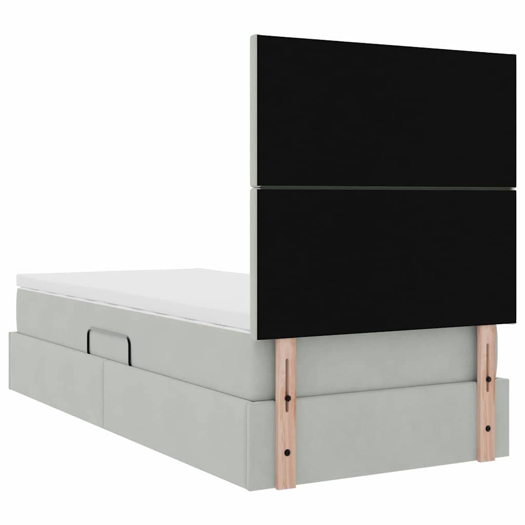 LED krevet za pohranu s madracem Svjetlosiva 90 x 190 cm Baršun