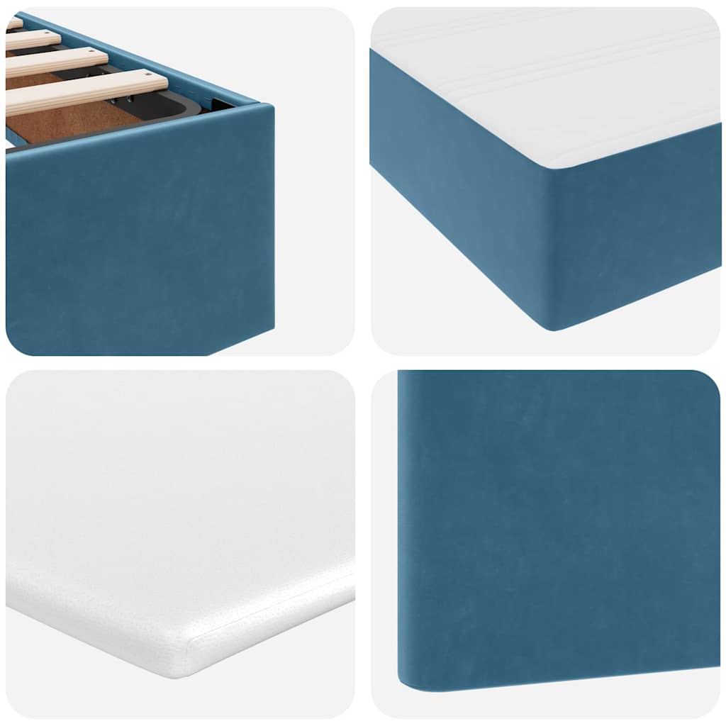 LED krevet za pohranu s madracem Tamno plava 90 x 190 cm Baršun