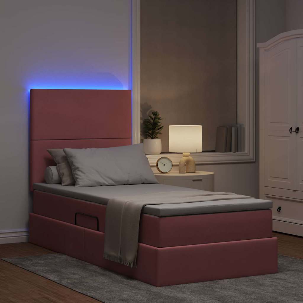Krevet s prostorom za pohranu s LED-om Ružičasta 90 x 190 cm