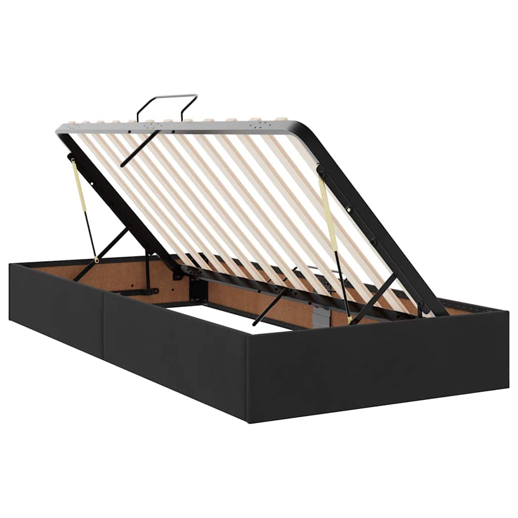 Krevet s prostorom za pohranu s LED-om Crna 100 x 200 cm Baršun
