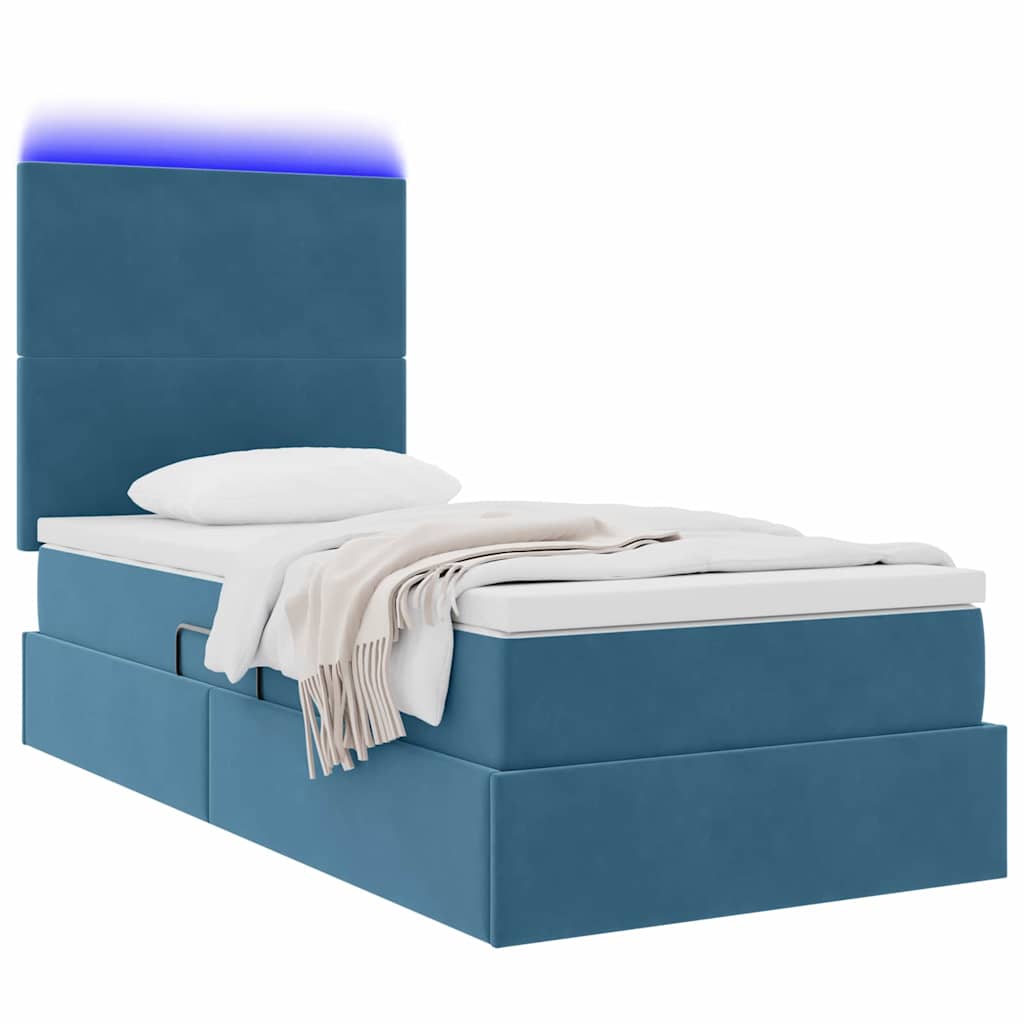 Krevet s prostorom za pohranu s LED-om Tamno plava 100 x 200 cm