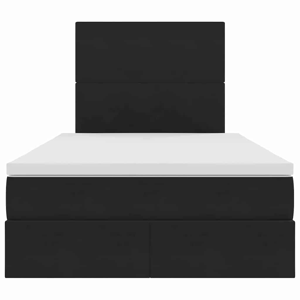 Krevet s prostorom za pohranu s LED-om Crna 120 x 190 cm Baršun