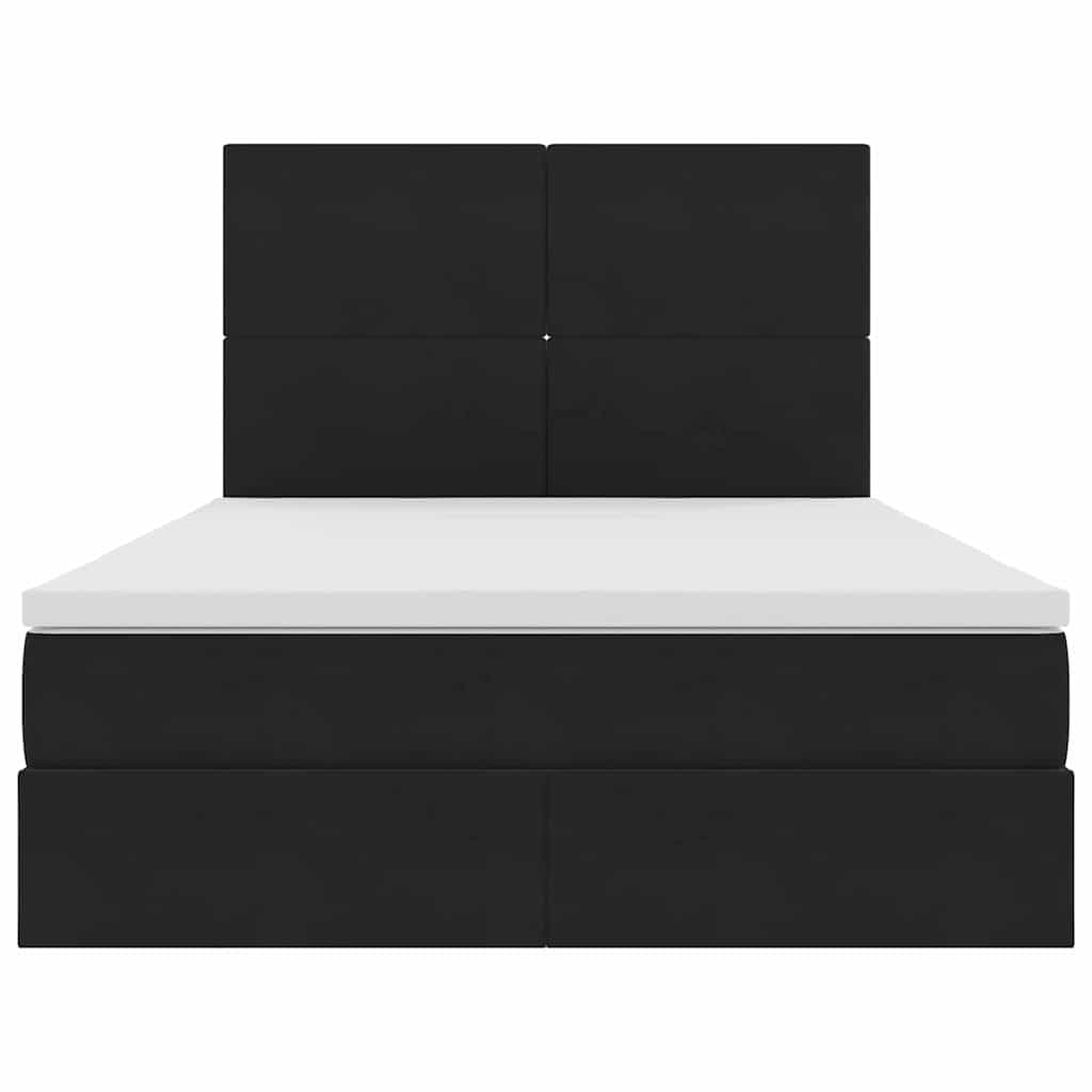 Krevet s prostorom za pohranu s LED-om Crna 140 x 190 cm Baršun