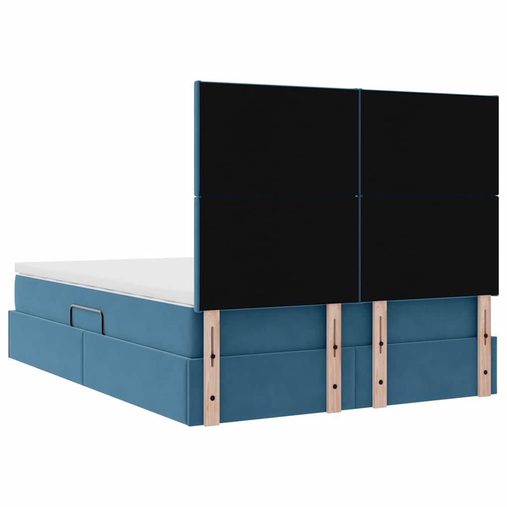 Krevet s prostorom za pohranu s LED-om Tamno plava 140 x 190 cm