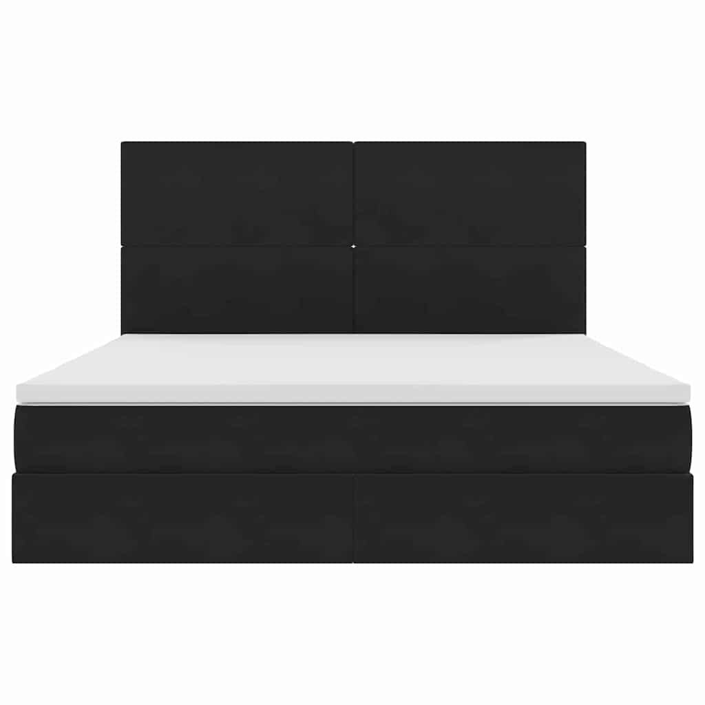 Krevet s prostorom za pohranu s LED-om Crna 160 x 200 cm Baršun