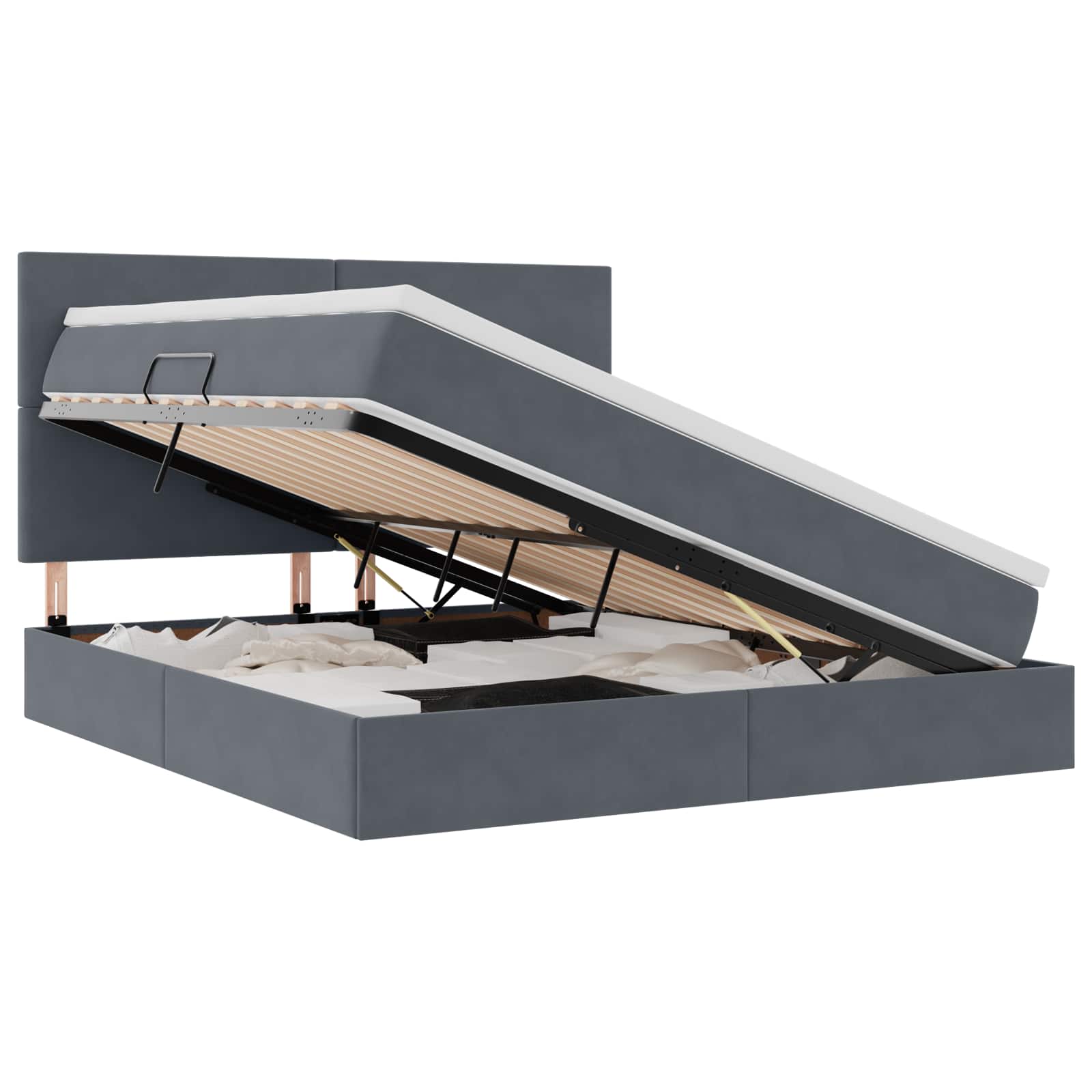 Krevet s prostorom za pohranu s LED-om Tamno siva 180 x 200 cm