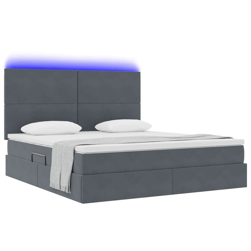 Krevet s prostorom za pohranu s LED-om Tamno siva 180 x 200 cm