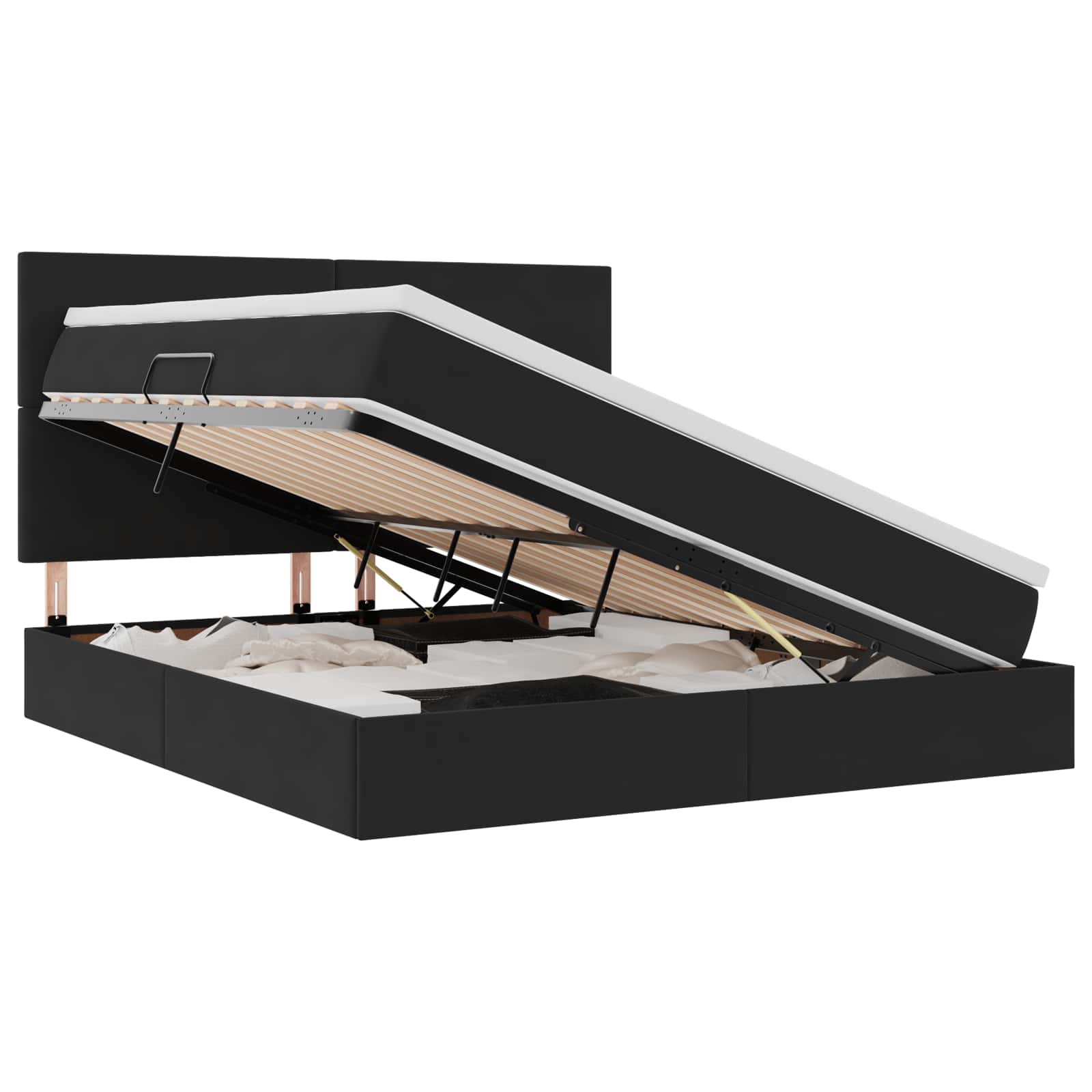 Krevet s prostorom za pohranu s LED-om Crna 180 x 200 cm Baršun