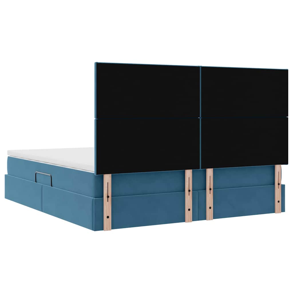 Krevet s prostorom za pohranu s LED-om Tamno plava 180 x 200 cm