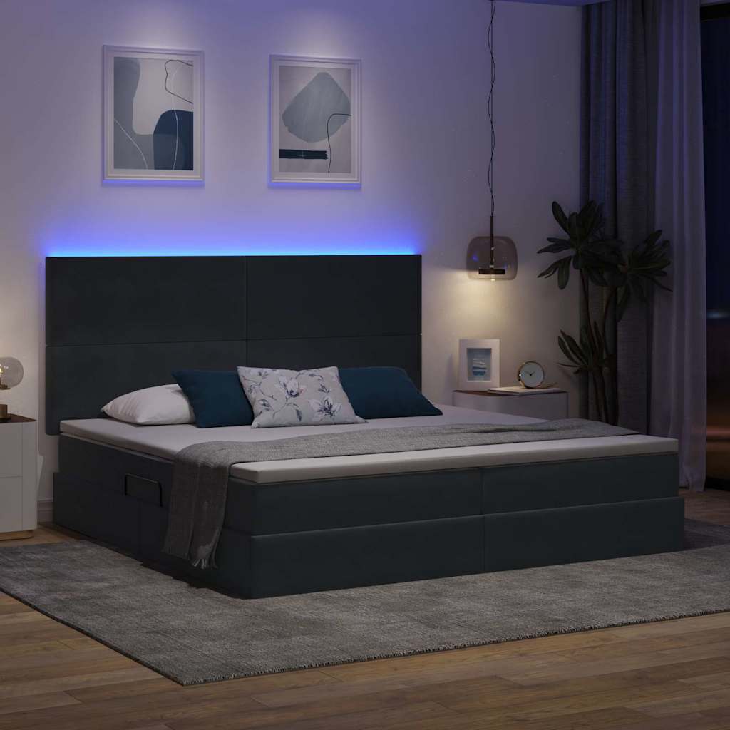 Krevet s prostorom za pohranu s LED-om Tamno siva 200 x 200 cm