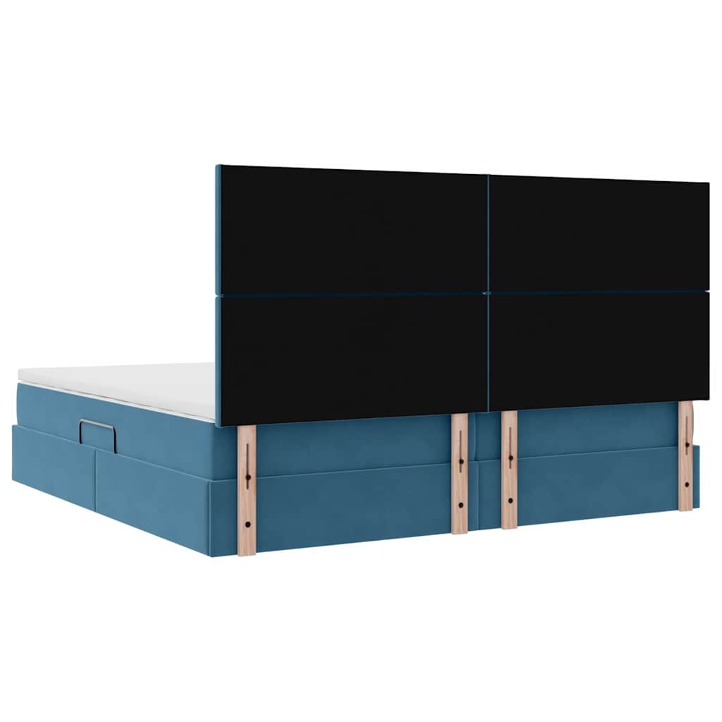 Krevet s prostorom za pohranu s LED-om Tamno plava 200 x 200 cm