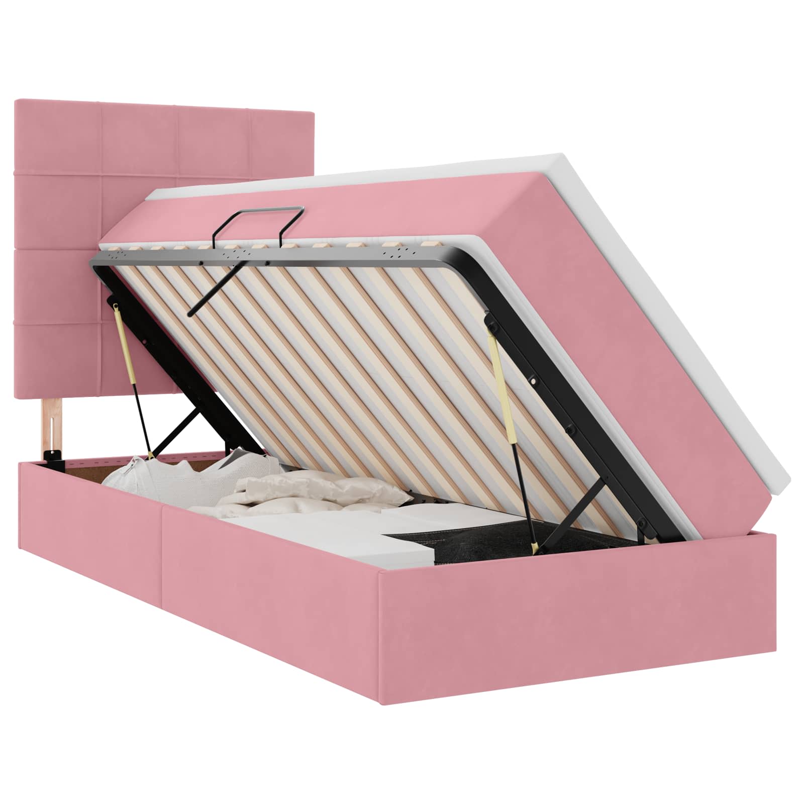 Krevet s prostorom za pohranu s LED-om Ružičasta 90 x 190 cm