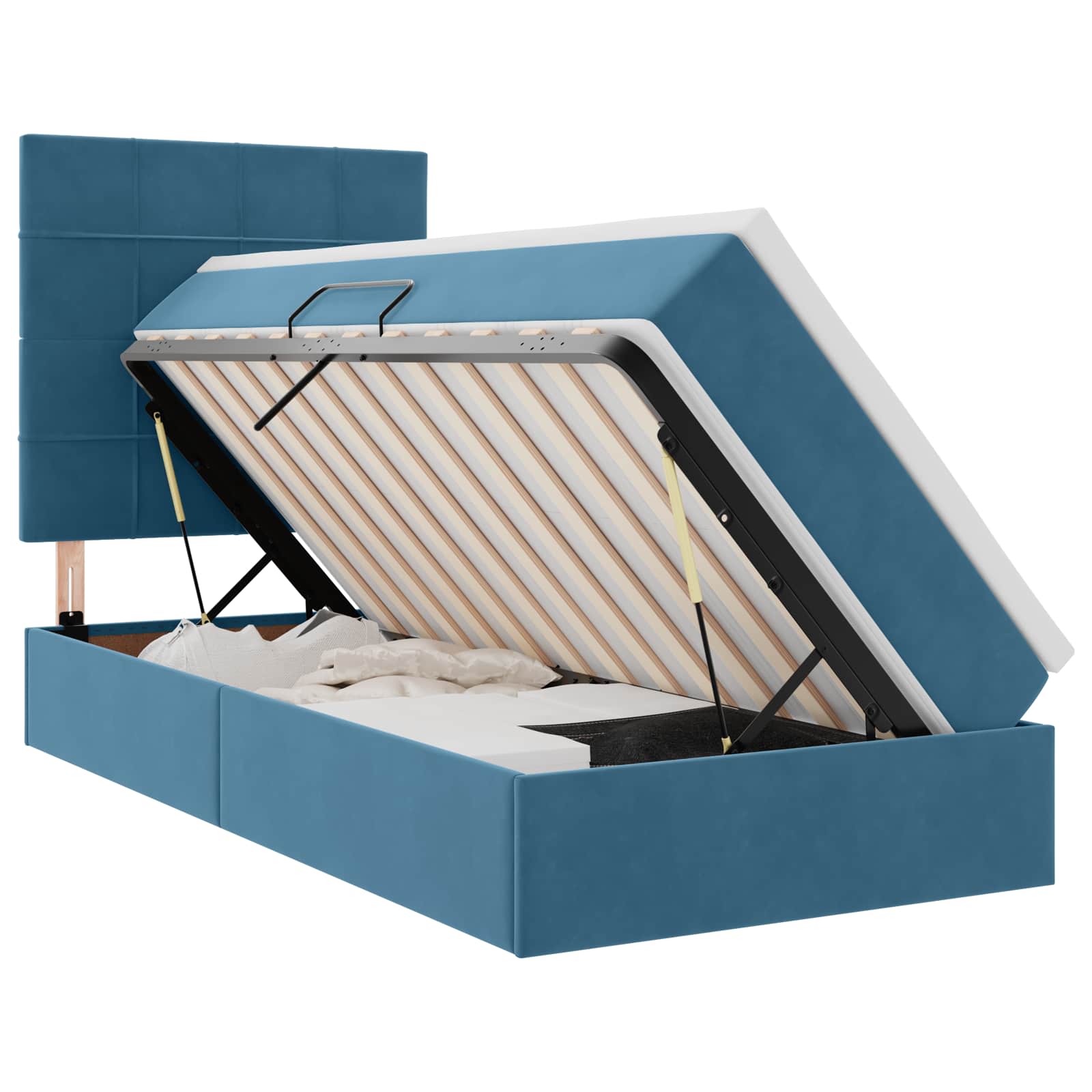 Krevet s prostorom za pohranu s LED-om Tamno plava 90 x 200 cm