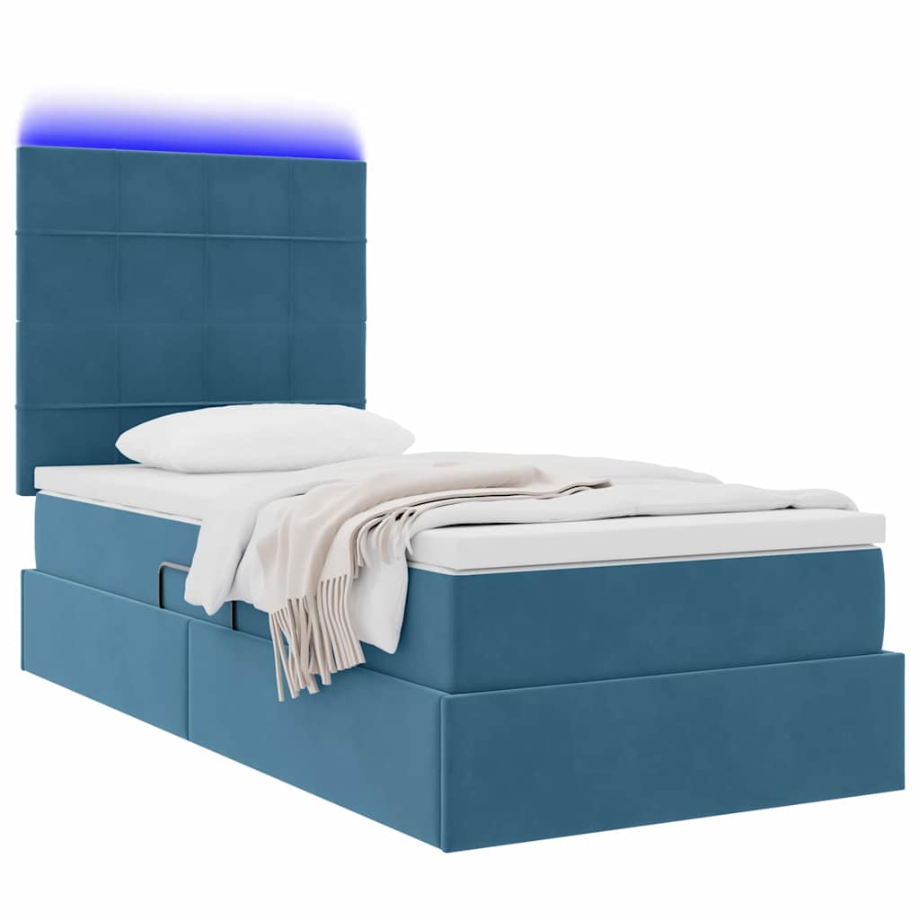 Krevet s prostorom za pohranu s LED-om Tamno plava 90 x 200 cm